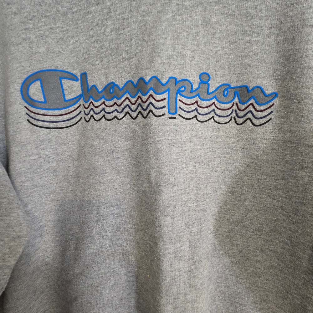 Champion Crewneck Sweatshirt Men's Small Gray Blue Logo Pullover 90s Style Retro - Picture 2 of 8